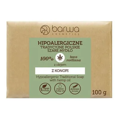 Barwa Hipoalergiczne tradycyjne szare mydło w kostce z olejem z konopi