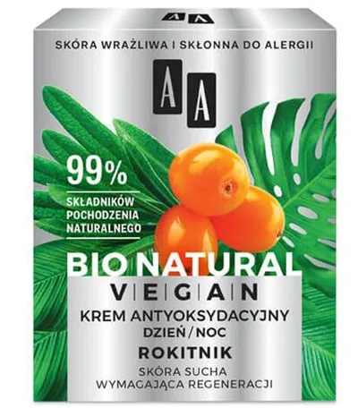 AA Bio Natural Vegan, Krem antyoksydacyjny na dzień i na noc `Rokitnik`