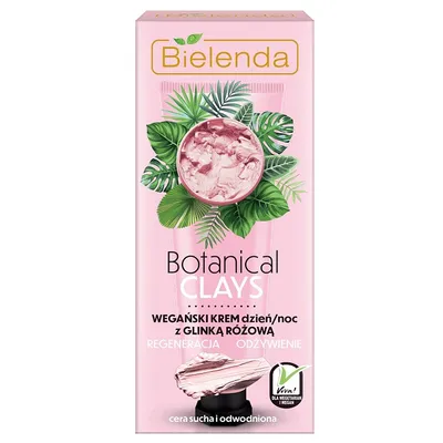 Bielenda Botanical Clays, Wegański krem do twarzy z glinką różową