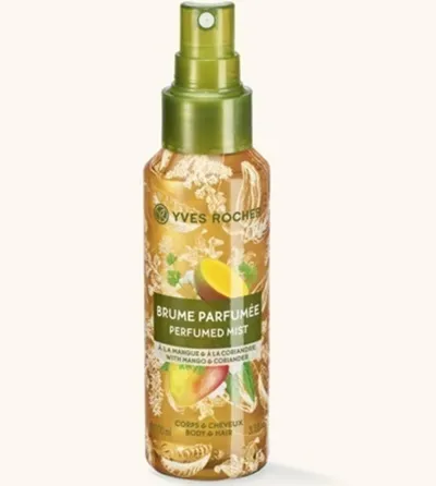Yves Rocher Plaisirs Nature, Brume Parfumee Energisant Mangue Coriandre (Mgiełka do ciała i włosów `Mango & kolendra`)