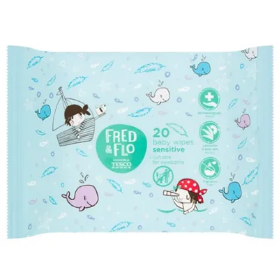 Fred & Flo Baby Wipes Sensitive (Chusteczki dla dzieci nawilżane bezzapachowe do skóry wrażliwej)