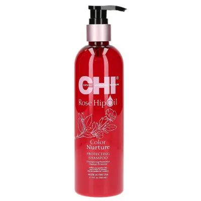 CHI Rose Hip Oil Color Nurture Protecting Shampoo (Szampon do włosów farbowanych z olejem z dzikiej róży i keratyną)