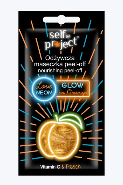 Selfie Project Love Neon, Odżywcza maseczka pell-off `Glow In Orange`