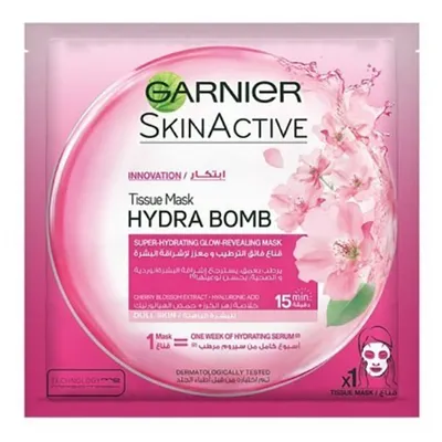 Garnier SkinActive, Hydra Bomb Tissue Mask (Nawilżająca maska w płacie z ekstraktem z sakury (stara wersja))