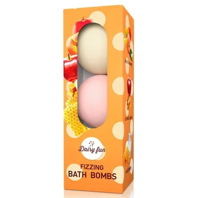 Delia Dairy Fun Fizzing Bath Bombs (Musujące kule do kąpieli `Karmelowe jabłko, mleko i miód, brzoskwinia`)