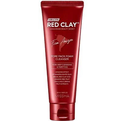 Missha Amazon Red Clay Pore Pack Foam Cleanser (Myjąca glinka do oczyszczania twarzy)