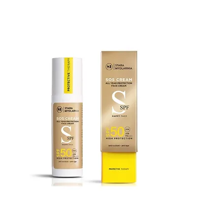Stara Mydlarnia Happy Face, SOS Cream , All Year Protect Face Cream (Przeciwzmarczkowy ochronny krem do twarzy SPF50)