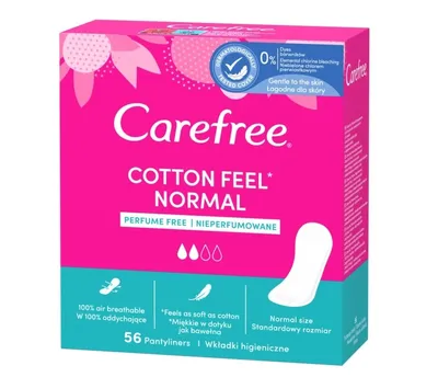 Carefree Cotton Feel Normal Perfume Free Pantyliners (Wkładki higieniczne miękkie jak bawełna nieperfumowane normalne)
