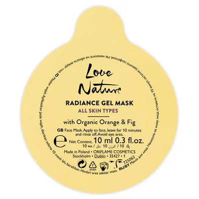 Oriflame Love Nature, Radiance Gel Mask with Organic Orange & Fig (Nadająca promienność maseczka do twarzy)