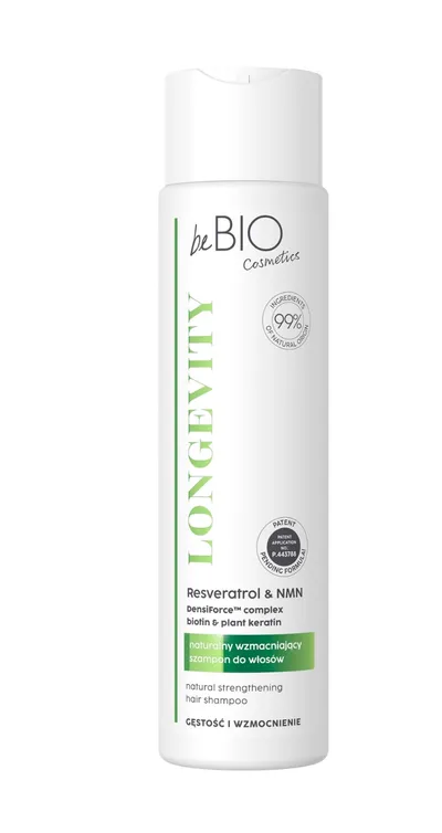 beBIO Longevity,  Naturalny szampon do włosów `Gęstość i wzmocnienie`