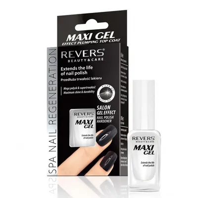 Revers Cosmetics Maxi Gel Effect, Plumping Top Coat (Top coat przedłużający trwałość lakieru)