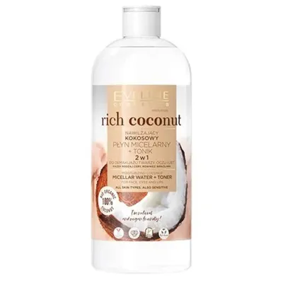 Eveline Cosmetics Rich Coconut, Nawilżający kokosowy płyn micelarny i tonik