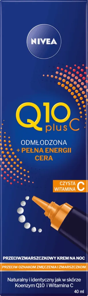 Nivea Q10 plus C, Przeciwzmarszczkowy krem na noc `Odmłodzona + Pełna energii cera`