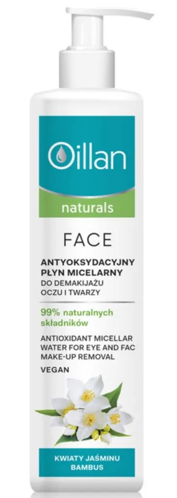 Oillan Naturals, Face, Antyoksydacyjny płyn micelarny do demakijażu oczu i twarzy