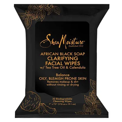 Shea Moisture African Black Soap, Clarifying Facial Wipes (Chusteczki do demakijażu)