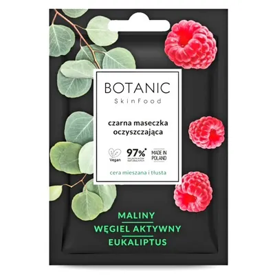 Botanic Skin Food Czarna maseczka oczyszczająca `Maliny, węgiel aktywny i eukaliptus`