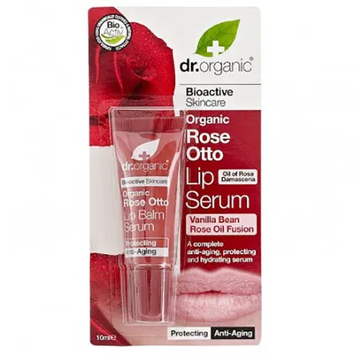 Dr.Organic Rose Otto, Lip Balm Serum (Różane serum do ust)