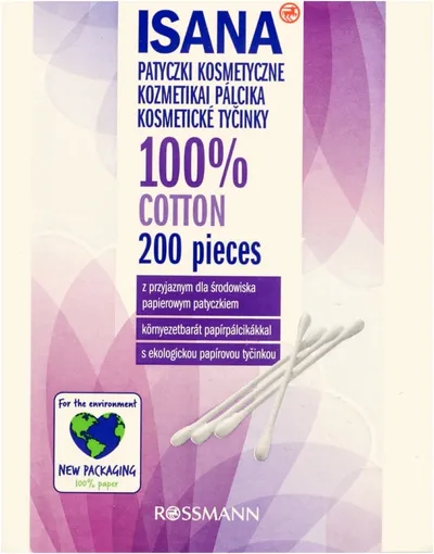 Isana Patyczki kosmetyczne 100% bawełny + papierowy rdzeń