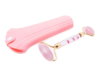 Lash Brow Roller do masażu twarzy kwarc akryl różowy