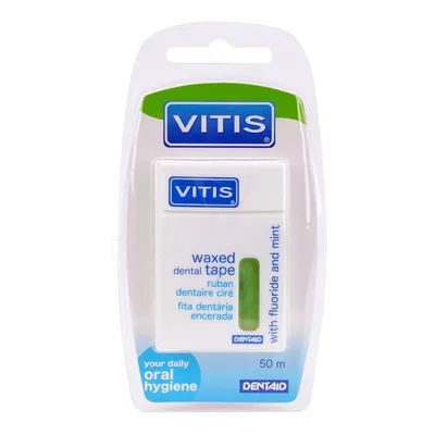 Vitis Waxed Dental Tape (Taśma dentystyczna woskowana z fluorem i miętą)