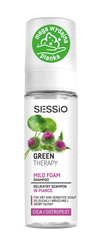 Sessio Green Therapy, Delikatny szampon w piance do suchej i wrażliwej skóry głowy `Cica i ostropest`