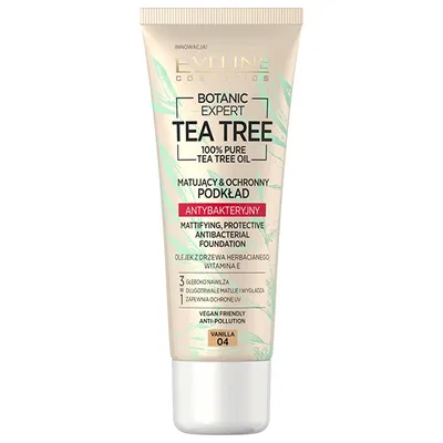 Eveline Cosmetics Tea Tree, Mattifying Protective Antibacterial Foundation (Matujący i ochronny podkład)