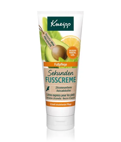 Kneipp Sekunden Fusscreme Zitronenverbene Avocadobutter (Szybkoschnący krem do stóp z werbeną cytrynową i masłem z avocado)