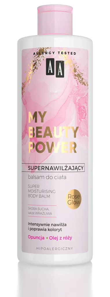 AA My Beauty Power, Supernawilżający balsam do ciała `Opuncja i olej z róży`