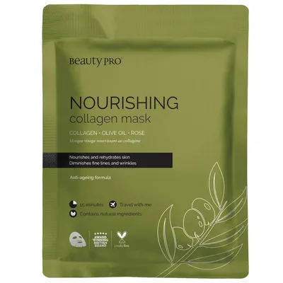 BeautyPro Nourishing Collagen Sheet Mask with Olive Extract (Nawilżająca kolagenowa maseczka z ekstraktem z oliwek)