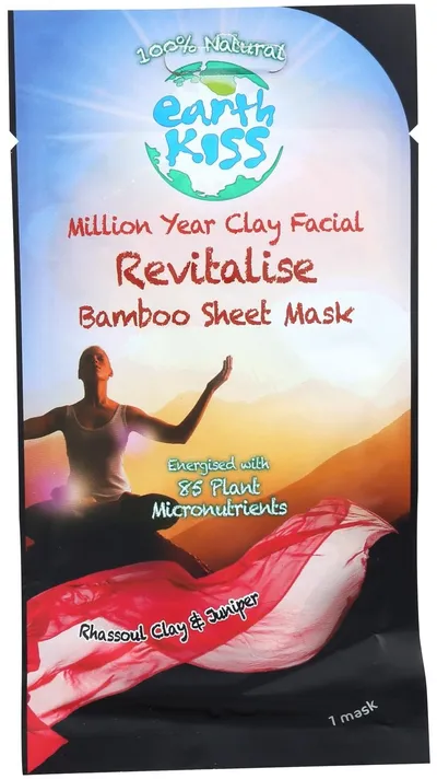 Earth Kiss Million Year Clay Facial Revitalise Bamboo Sheet Mask (Rewitalizująca materiałowa maseczka bambusowa)