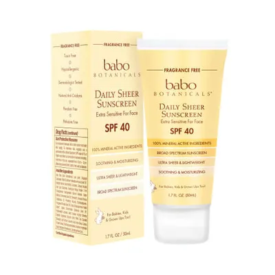Babo Botanicals Daily Sheer Fragrance Free Facial Sunscreen SPF 40 (Krem do twarzy)