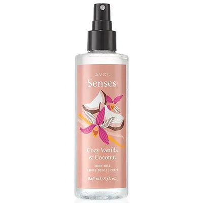 Avon Senses, Cozy Vanilla & Coconut Body Mist (Nawilżająca mgiełka do ciała)