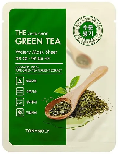 Tony Moly The Chok Chok, Green Tea Watery Mask Sheet (Kojąca maska w płachcie do twarzy)