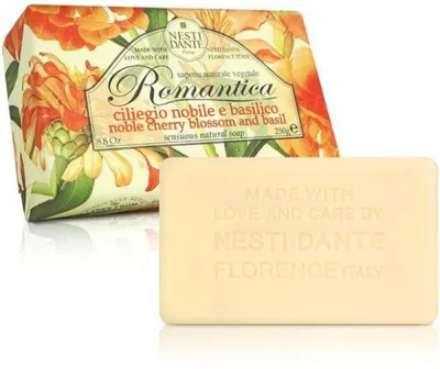Nesti Dante Romantica , Noble Cherry Blossom & Basil Luxurious  atural Soap (Naturalne mydło toaletowe `Wiśnia & bazylia`)