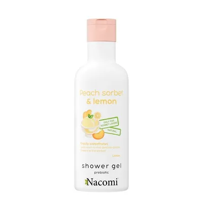 Nacomi Peach Sorbet & Lemon, Prebiotic Shower Gel (Brzoskwiniowy sorbet z cytryną, Prebiotyczny żel pod prysznic)