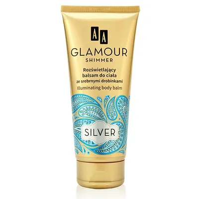 AA Glamour Shimmer, Rozświetlajacy balsam do ciała ze srebrnymi drobinkami `Silver`