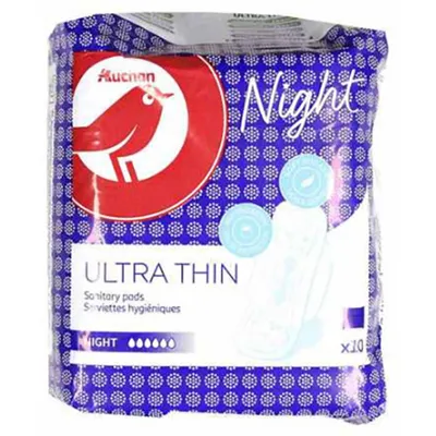 Auchan Ultra Thin Sanitary Pads Night (Cienkie podpaski ze skrzydełkami na noc)