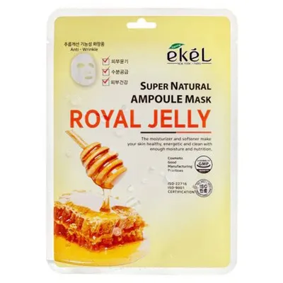 Ekel Royal Jelly Super Natural Ampoule Mask Pack (Maseczka w płacie do twarzy z mleczkiem pszczelim)