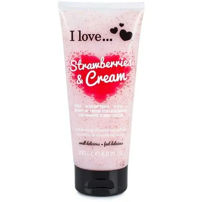 I Love... Cosmetics Strawberries & Cream, Exfoliating Shower Smoothie (Peelingujący żel pod prysznic)