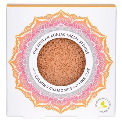 Konjac Sponge Company Mandala, The Korean Konjac Facial Spoge with Calming Chamomile and Pink Clay (Gąbka Konjac do twarzy z rumiankiem i różową glinką dla cery wrażliwej)