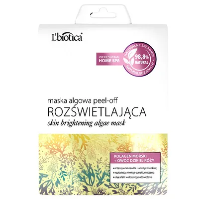 L'biotica Maska algowa peel-off rozświetlająca `Kolagen Morski, owoc dzikiej róży`