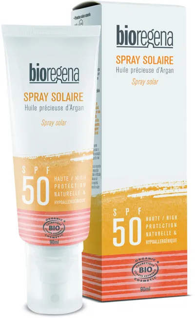 Bioregena Spray Solaire SPF 50 Visage & Corps a l'Huile d'Argan (Krem - spray do opalania SPF 50 do twarzy i ciała z olejkiem arganowym)