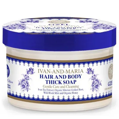 Natura Siberica Gzel, Ivan and Maria, Hair & Body Thick Soap (Gęste mydło do ciała i włosów `Dzika mięta pieprzowa & syberyjski żeń-szeń & organiczny miód`)