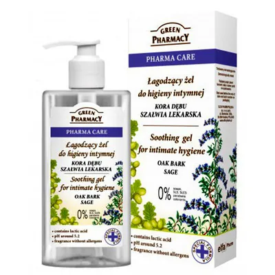 Green Pharmacy Pharma Care, Łagodzący żel do higieny intymnej  `Kora dębu i szałwia lekarska`