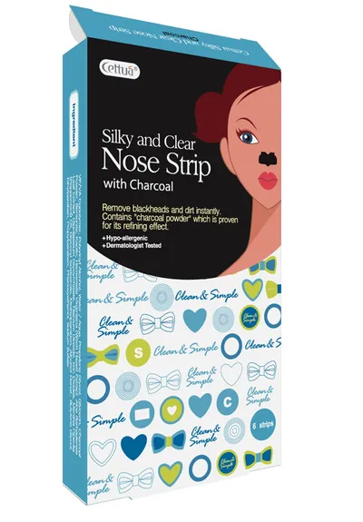 Cettua Silky & Clear, Nose Strip Charcoal (Paski oczyszczające na nos  z węglem aktywnym)