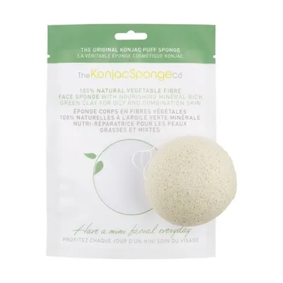 Konjac Sponge Company Gąbka Konjac z zieloną glinką do cery normalnej, mieszanej i tłustej