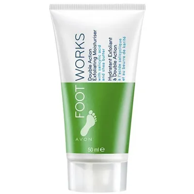 Avon Foot Works, Double Action Exfoliating Moisturiser (Nawilżająco - wygładzający balsam do stóp 2 w 1)