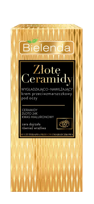 Bielenda Złote Ceramidy, Wygładzająco-nawilżający krem przeciwzmarszczkowy pod oczy