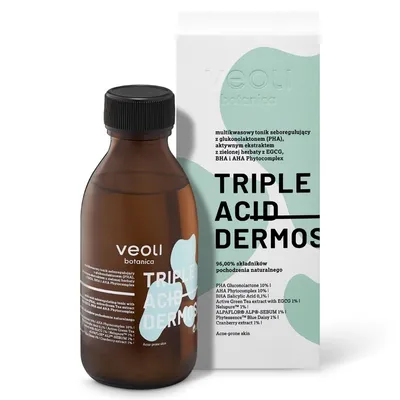 Veoli Botanica Triple Acid Dermosolution, Multi-Acid Seboregulating Tonic (Multikwasowy tonik seboregulujący z PHA, ekstraktem z zielonej herbaty z EGCG, BHA i AHA Phytocomplex)