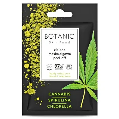 Botanic Skin Food Zielona maska algowa peel-off `Cannabis, spirulina i chlorella`